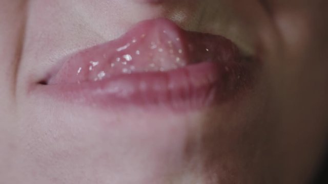 Woman's Mouth Making Different Expression And Lip's Gesture. - closeup shot