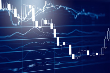 Stock graph charts on the stock market exchange price with investment of business financial digital...