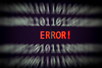 Error message on display screen technology binary code number data alert computer network system...