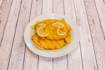 Chinese style lemon chicken dish