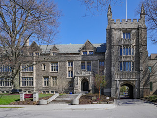 Old college building  typical of North American collegiate gothic architecture.