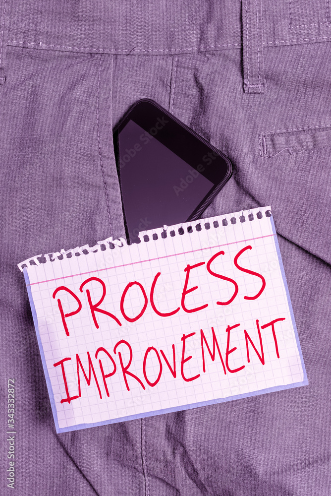 Poster writing note showing process improvement. business concept for optimization meet new quotas standard