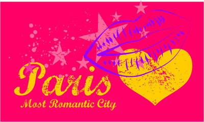 Paris romantic city graphic design vector art