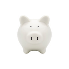 White piggy bank isolated on white background.