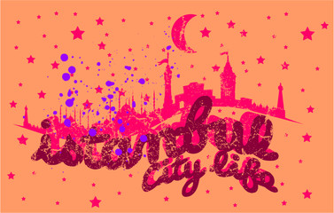 istanbul city print and embroidery graphic design vector art