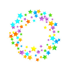 Rainbow Festive Confetti. Carnival Star Falling.