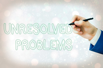 Conceptual hand writing showing Unresolved Problems. Concept meaning those Queries no one can...