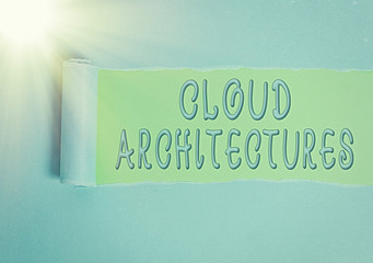 Conceptual hand writing showing Cloud Architectures. Concept meaning Various Engineered Databases...