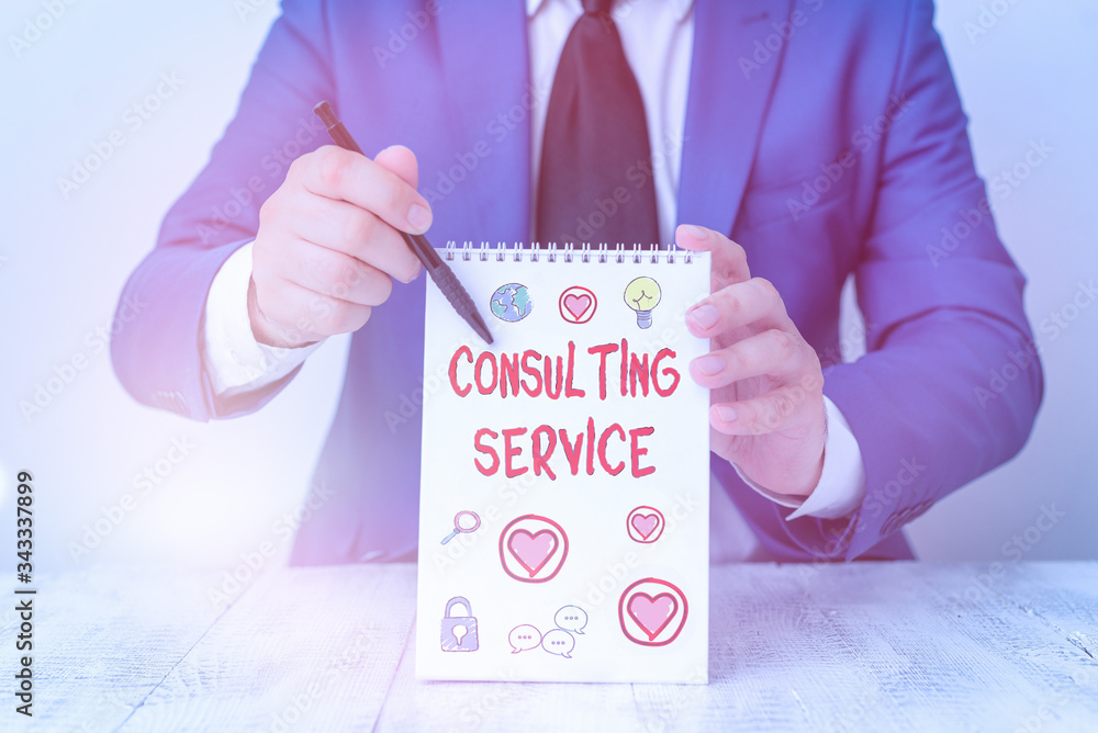 Poster conceptual hand writing showing consulting service. concept meaning experts that offers knowledge to