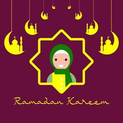 Praying Muslim Lady For Ramadan Kareem Celebration Illustration