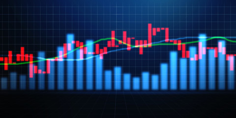 2d rendering Stock market online business concept. business Graph 