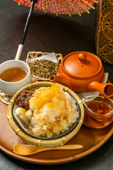 和風ほうじ茶 かき氷　japanese type of epidemic shaved ice