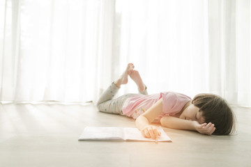 girl doing homework, child writing paper, education concept, back to school
