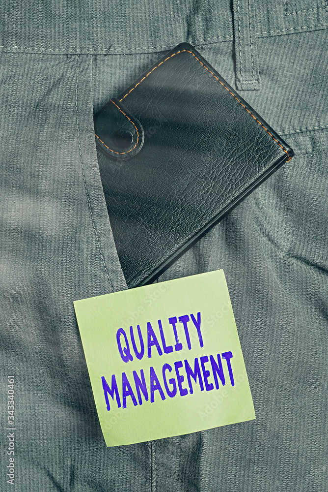 Poster writing note showing quality management. business concept for maintain excellence level high standar