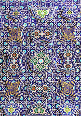 Mosaic wall with floral ornament of Masjid-e Jameh Mosque, Isfahan, Iran