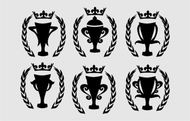 King crown and champion cup print embroidery graphic design vector art
