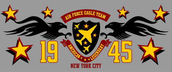 eagle air force print embroidery graphic design vector art