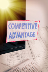 Conceptual hand writing showing Competitive Advantage. Concept meaning Company Edge over another...