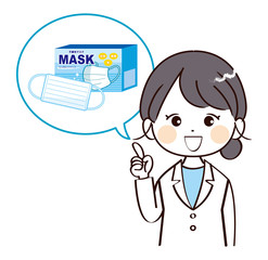 女性、医者、マスク