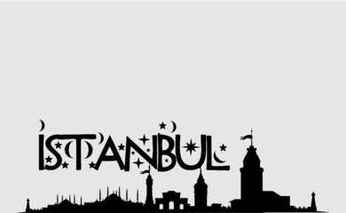 Obraz premium istanbul city skyline print and embroidery graphic design vector art