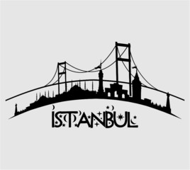 istanbul city skyline print and embroidery graphic design vector art