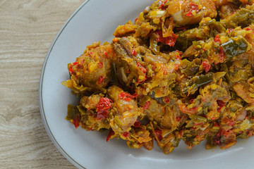 Ayam balado. Indonesian food made from chicken cooked with chili. has a savory and spicy taste. 