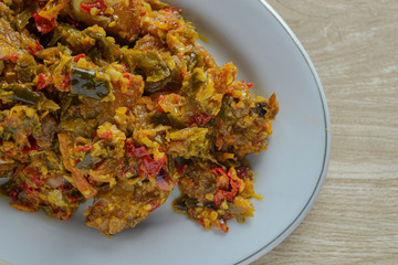 Ayam balado. Indonesian food made from chicken cooked with chili. has a savory and spicy taste. 