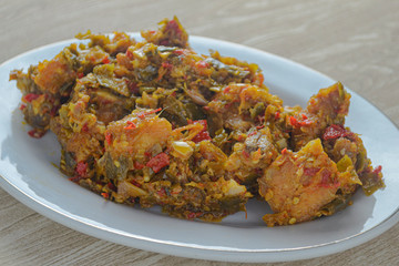 Ayam balado. Indonesian food made from chicken cooked with chili. has a savory and spicy taste. 