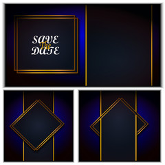 Blue Gold Greeting Card. template for menu, invitation, poster, banner, card for the celebration.