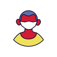 portrait of man with medical mask on white background