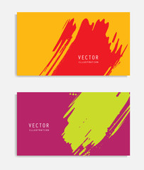 Abstract ink brush banners set with grunge effect