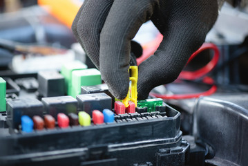 A car fuse replacement close up.