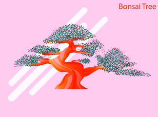 Colorful premna microphylla tree bonsai flat vector icon illustration with Gradient color full editable