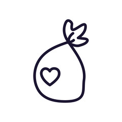 bag with heart on white background