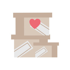 cardboard boxes with heart, symbol of donation and charity