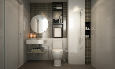 Modern cozy interior design of toilet and bathroom