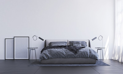 Modern loft interior design of bedroom and wall texture background