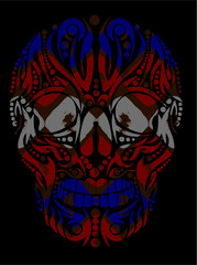 skull print embroidery graphic design vector art
