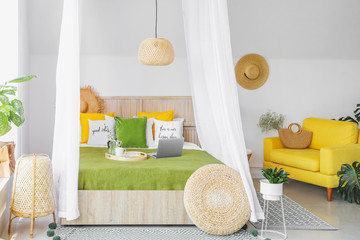 Interior of beautiful modern bedroom
