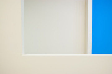 white and blue walls in the interior. abstract composition