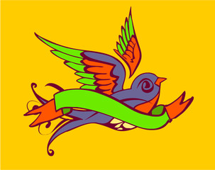 Tattoo birds graphic design vector art