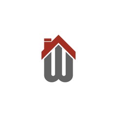 Letter W Real Estate Logo Design Isolated On White Background