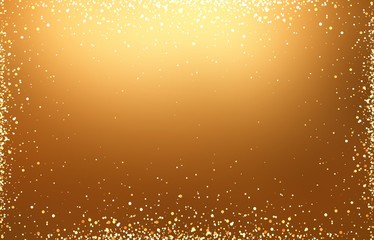 Golden glitter frame on luxury abstract texture. Celebration trend pattern. Festive background. Holiday decoration.