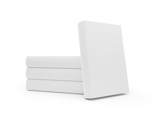 Stack of blank white hardcover books template mock-up on white background