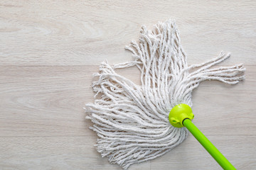 Cleaning of floor with mop