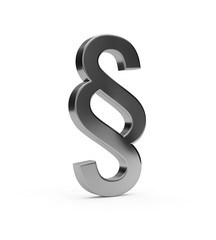 Silver metallic section sign standing on white background, law, justice or legal concept