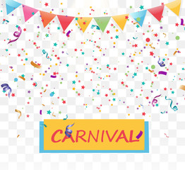 Lots of colorful tiny confetti and ribbons on transparent background. Festive event and party. Multicolor background.Colorful bright confetti isolated on transparent background