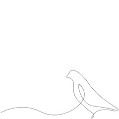 Bird silhouette one line drawing, vector illustration