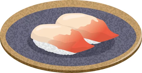 Tuinposter 寿司。ホッキ貝のイメージイラスト（2貫） © kintomo