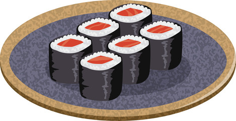 寿司。鉄火巻きのイメージイラスト（6貫）